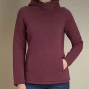 Duluth Trading Quilted Cowl Neck Sweatshirt Burgundy Top Shirt Tunic Size 1X